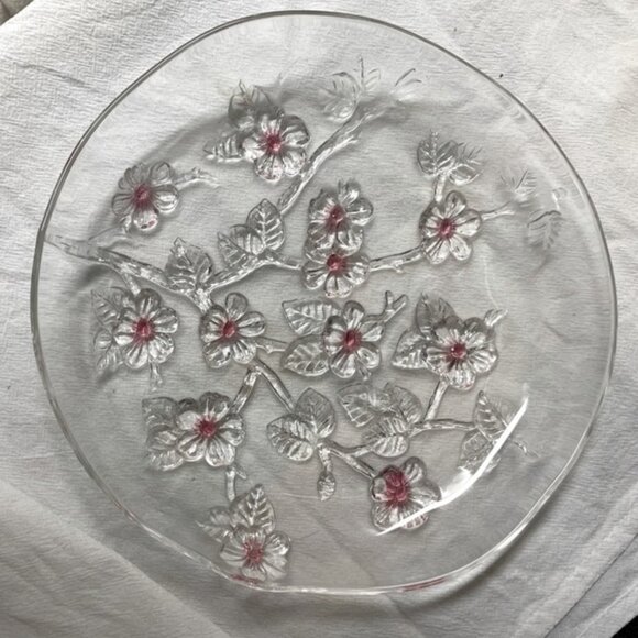 Walther Other - Vtg WALTHER glass server plate CHERRY BLOSSOM BRANCH charmingly asymmetrical